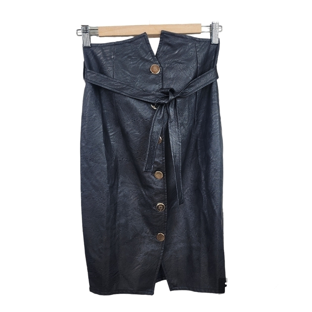 VENTI6 Strapless Faux Leather Dress Size M